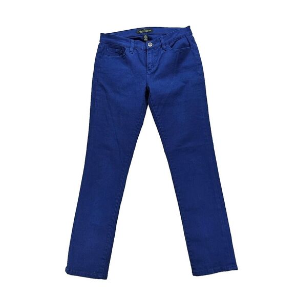 LRL Lauren Jeans Co. Womens 4 Skinny Mid Rise Royal Blue Denim Stretch 5-Pockets - Picture 1 of 11